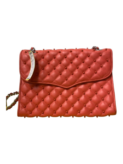 Rebecca Minkoff coral Leather Snap Closure Adjustable Strap Quilted Spikes Bag coral / M