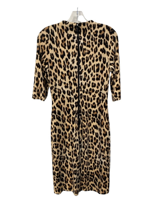 Alice + Olivia Size Est S Tan & Black Print Viscose Blend Round Neck Midi Dress Tan & Black Print / Est S