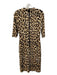 Alice + Olivia Size Est S Tan & Black Print Viscose Blend Round Neck Midi Dress Tan & Black Print / Est S