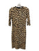 Alice + Olivia Size Est S Tan & Black Print Viscose Blend Round Neck Midi Dress Tan & Black Print / Est S