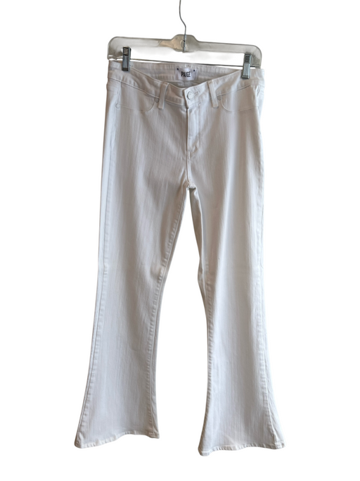 Paige Size Est S White No Fabric Tag High Rise Zip Fly Faux Pocket Flare Jeans White / Est S