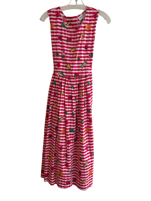 The Eagle's Eye Size S Red Cotton Sleeveless Gingham Fruit Print Tie Back Dress Red / S