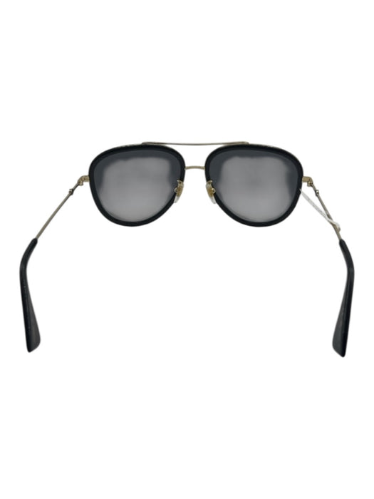 Gucci Black Acetate & Metal Polarized Gold Hardware Aviator Sunglasses Black