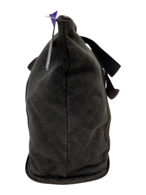 Gucci Dark Brown Cotton Canvas Guccissima Zip Top Two Handle Tote Bag Dark Brown / Large