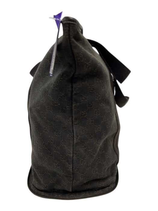 Gucci Dark Brown Cotton Canvas Guccissima Zip Top Two Handle Tote Bag Dark Brown / Large