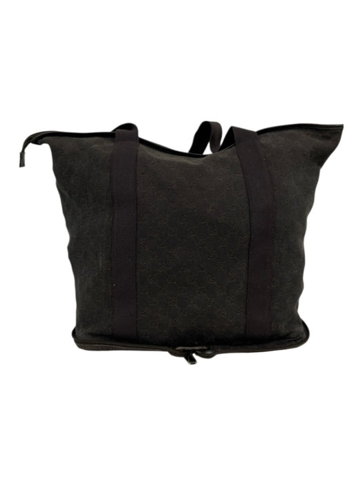 Gucci Dark Brown Cotton Canvas Guccissima Zip Top Two Handle Tote Bag Dark Brown / Large