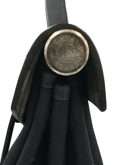Hermes Black Canvas & Leather Silver Hardware Backpack Top Handle Bag Black / Medium