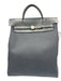 Hermes Black Canvas & Leather Silver Hardware Backpack Top Handle Bag Black / Medium