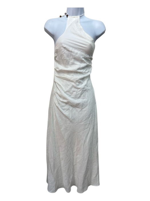 Kivari Size 4 White One Shoulder Solid Bead Detail Maxi Dress White / 4