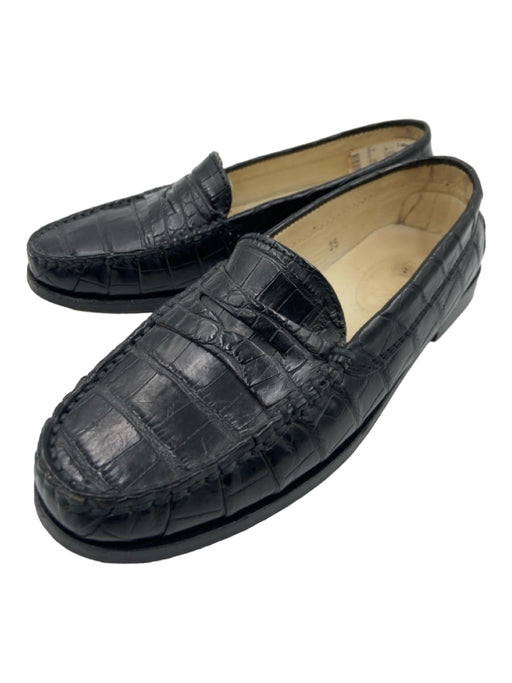 Tods Shoe Size 35 Black Croc Slip On Round Toe Whipstich Detail Loafers Black / 35