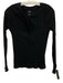 Maeve Size M Black Cotton & Elastane Long Sleeve Rib Knit Split V neck Top Black / M