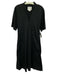 Velvet Size M Black Cotton Short Sleeve V Neck Flare Heel Midi Dress Black / M