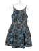 Gal Meets Glam Size 2 Blue Gray Brown Polyester Blend Spaghetti Strap Midi Dress Blue Gray Brown / 2