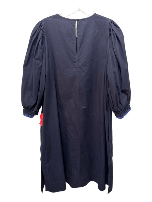 COS Size 12 Navy Blue Cotton Long Balloon Sleeve Solid Keyhole Back Maxi Dress Navy Blue / 12