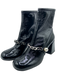 Miu Miu Shoe Size 37.5 Black Leather Crinkle Chain Detail Block Heel Booties Black / 37.5