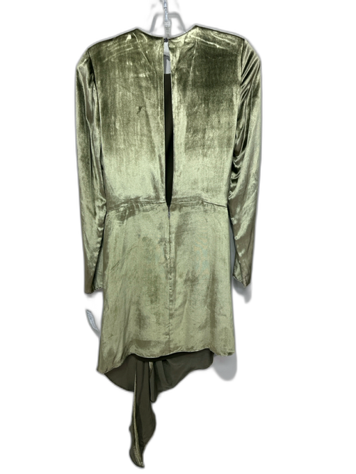 Haute Hippie Size 2 Green Rayon Blend Open Back Long Sleeve Velvet Dress Green / 2
