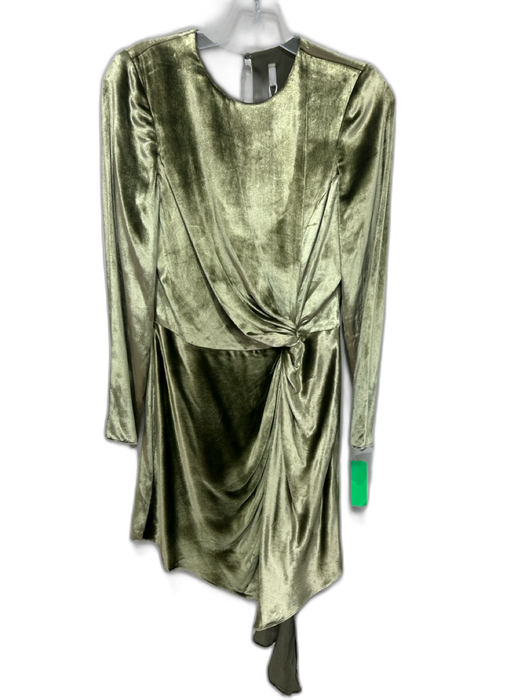 Haute Hippie Size 2 Green Rayon Blend Open Back Long Sleeve Velvet Dress Green / 2