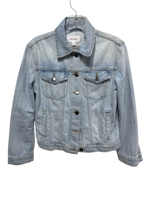 Frame Size XXS Light Wash Cotton Blend Denim Jean Jacket Jacket Light Wash / XXS