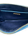 Miu Miu Blue Leather Pleated Gold Logo Zip Close Clutch Bag Blue / Small
