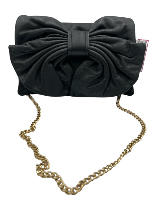 Red Valentino Black Leather Bow Chain Clutch Crossbody Bag Black / Small