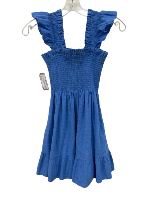 Hill House Size XS Blue Cotton Elastic top Ruffle Straps Swiss Dot Tiered Dress Blue / XS