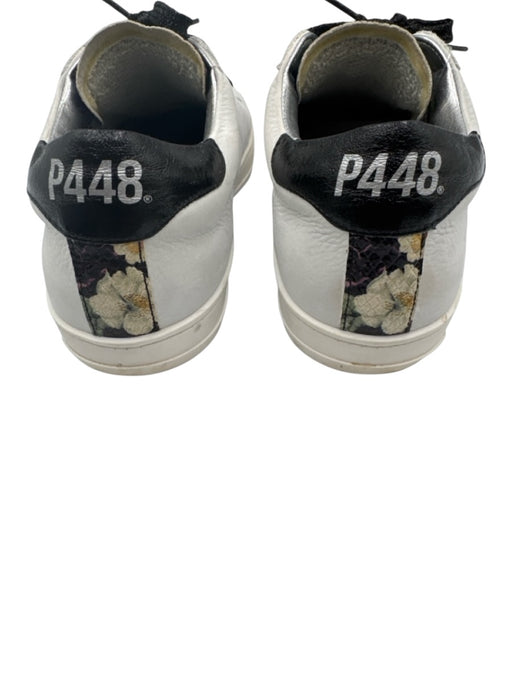 P448 Shoe Size 38 White & Multi Leather Lace Up Snake Embossed Sneakers White & Multi / 38