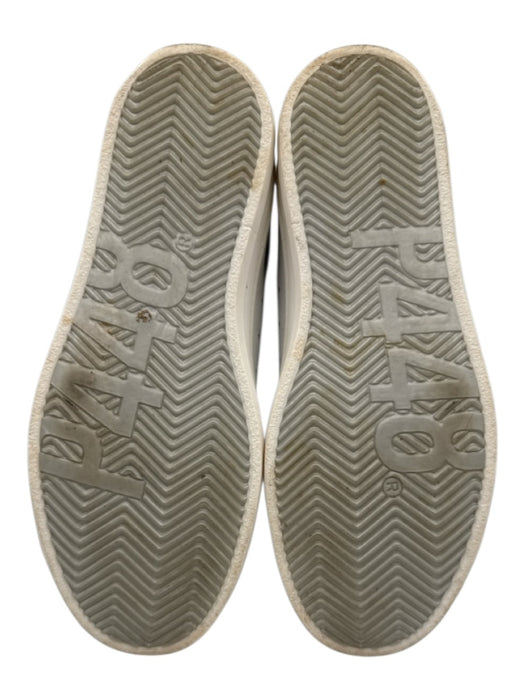 P448 Shoe Size 38 White & Multi Leather Lace Up Snake Embossed Sneakers White & Multi / 38