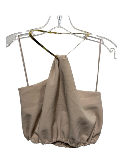 The Bar Size S Beige Polyester Chain Neckline Halter Crop Top Beige / S