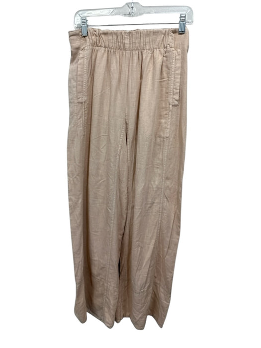 Free People Size XS Blush Pink Linen & Viscose Wide Leg Elastic Waist Pants Blush Pink / XS