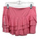 Lucky In Love Size L Coral Pink Polyester Blend Lace Ruffle Side Stripes Skirt Coral Pink / L