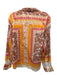 Calypso St. Barth Size L Orange, Pink & Multi Cotton Paisley Print Collar Top Orange, Pink & Multi / L