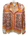 Calypso St. Barth Size L Orange, Pink & Multi Cotton Paisley Print Collar Top Orange, Pink & Multi / L