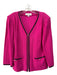 St John Collection Size 10 Pink & Black Wool Blend Zip Shoulder Pads Jacket Pink & Black / 10