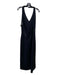 St John Caviar Size 10 Black Wool Blend Sequined Halter Back Zip Maxi Dress Black / 10