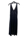 St John Caviar Size 10 Black Wool Blend Sequined Halter Back Zip Maxi Dress Black / 10