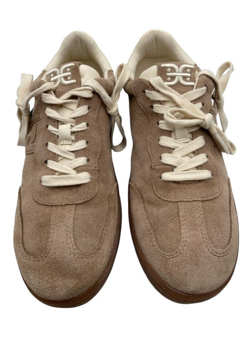 Sam Edelman Shoe Size 7.5 Beige Suede Lace Up Low Top Logo Sneakers Beige / 7.5