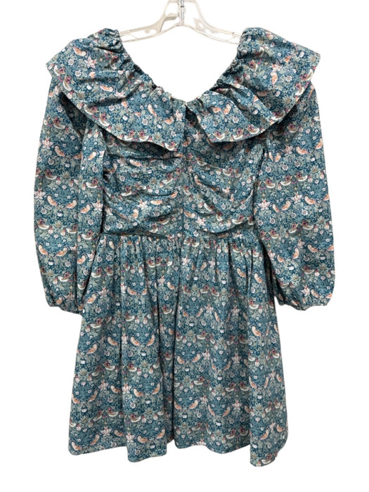 Hyacinth House Size Medium Blue Print Cotton Blend Floral Long Sleeve Dress Blue Print / Medium