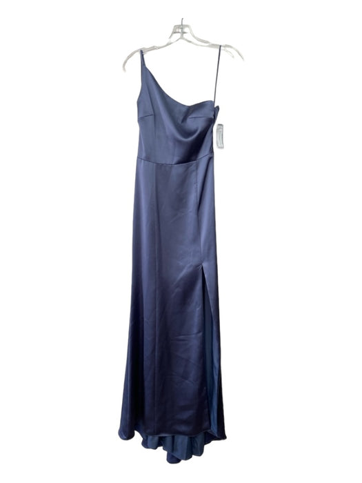 Amsale Size 2 Slate Blue Polyester Spaghetti Strap One Shoulder Gown Slate Blue / 2