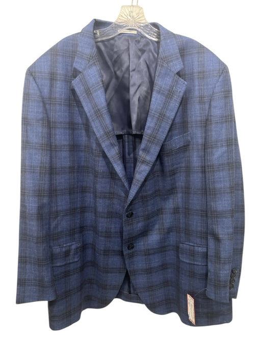 Peter Millar Blue & Black Wool Plaid 2 Button Men's Blazer Blue & Black / 50R