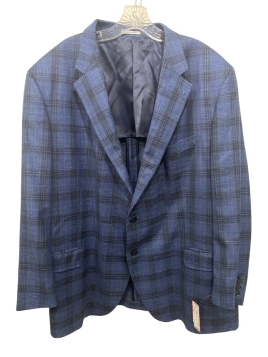 Peter Millar Blue & Black Wool Plaid 2 Button Men's Blazer Blue & Black / 50R