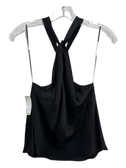 Amanda Uprichard Size S Black Silk High Neck Sleeveless Criss Cross Top Black / S