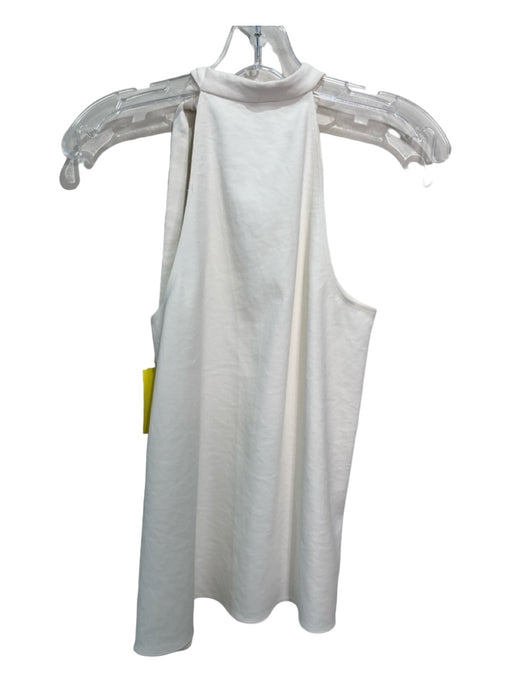 Tibi Size 0 White Polyester Blend High Round Neck Sleeveless Tie Neck Top White / 0