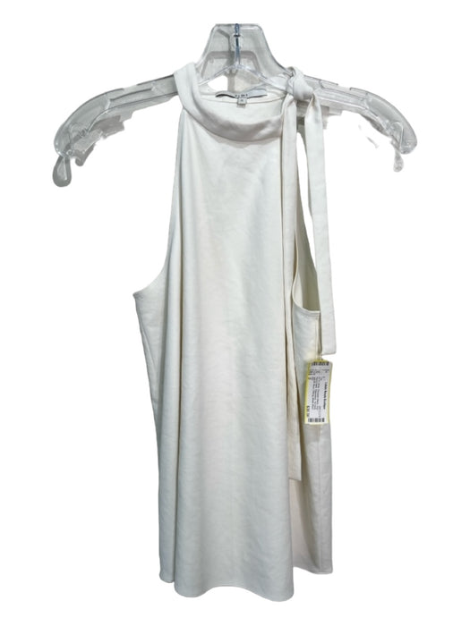 Tibi Size 0 White Polyester Blend High Round Neck Sleeveless Tie Neck Top White / 0