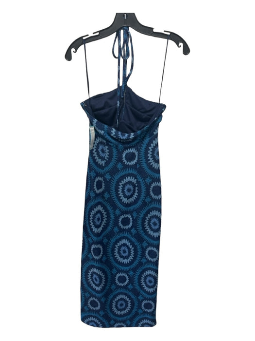 Ramy Brook Size 2 Blue & Navy Viscose Blend Halter Printed Knit Midi Dress Blue & Navy / 2