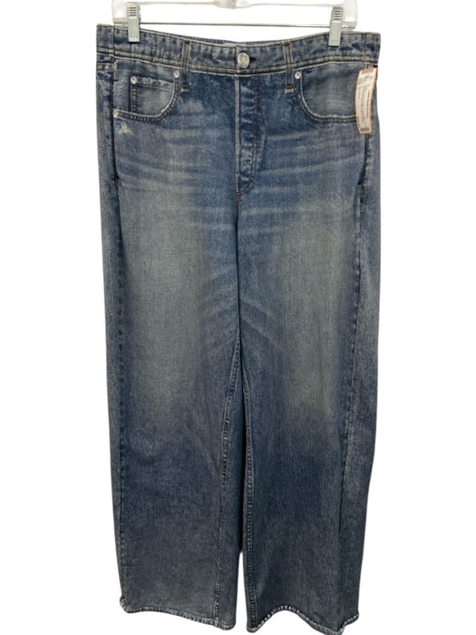 Rag & Bone Size L Medium Wash Cotton Elastic Waist Jean Print Faux Pants Medium Wash / L