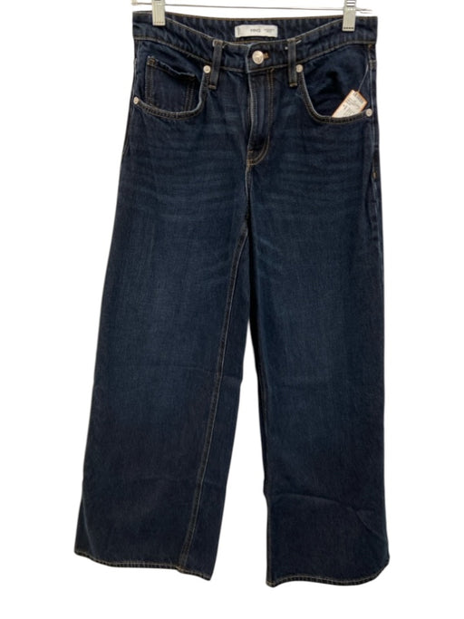 MNG Size 0 Dark Wash Cotton Mid Rise Zip Fly Wide Leg Jeans Dark Wash / 0