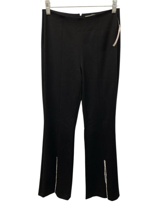 Alice + Olivia Size 4 Black Polyester & Viscose Side Zip Boot Cut Jeweled Pants Black / 4