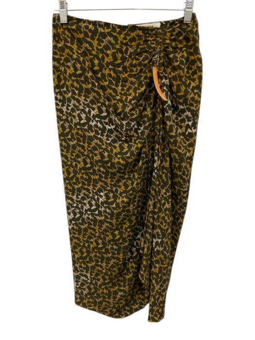 Isabel Etoile Marant Size 36 Green & Yellow Viscose Floral Maxi Back Zip Skirt Green & Yellow / 36