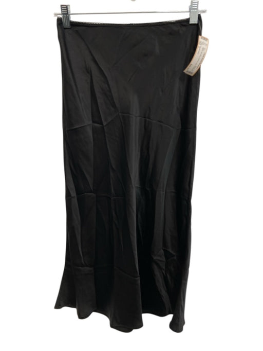 Reformation Size 2 Black Silk Maxi Stretch Midi Skirt Black / 2