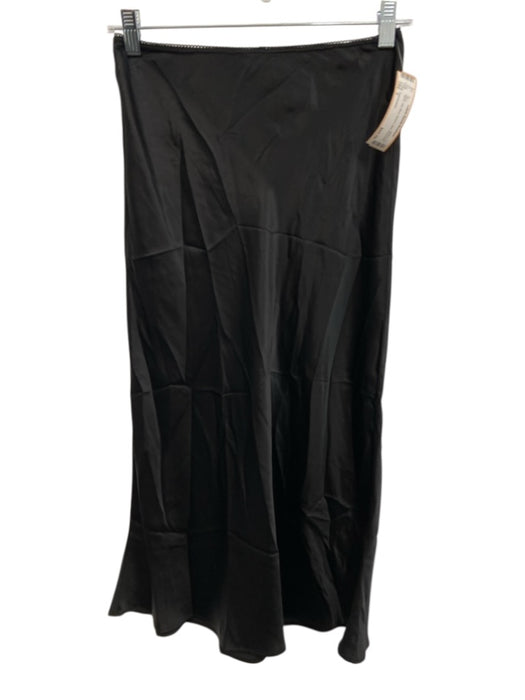 Reformation Size 2 Black Silk Maxi Stretch Midi Skirt Black / 2